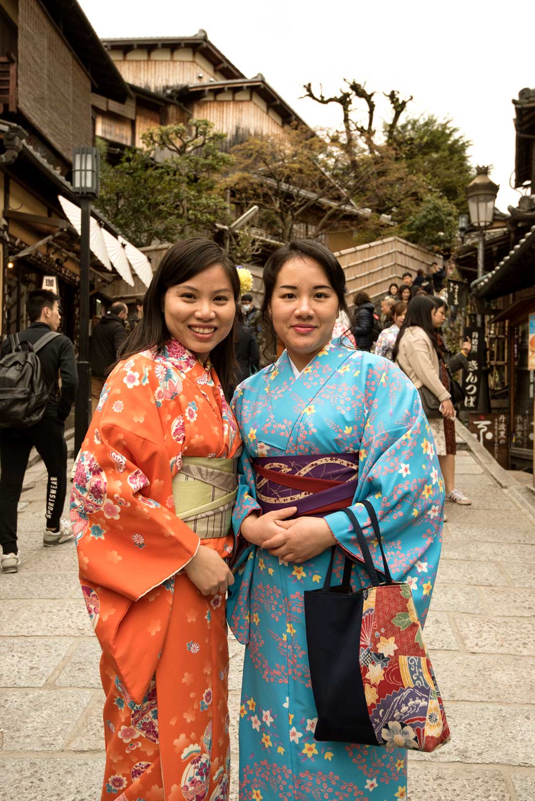 Chinese tourists in kimonos